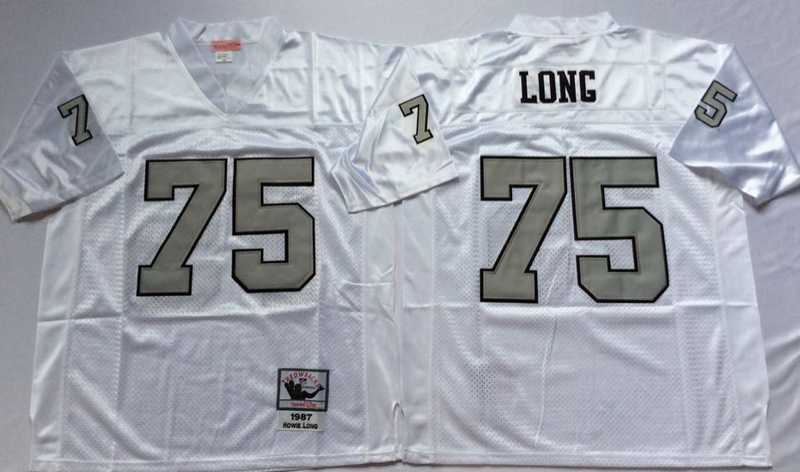 Raiders 75 Howie Long White Silver M&N Throwback Jersey->nfl m&n throwback->NFL Jersey